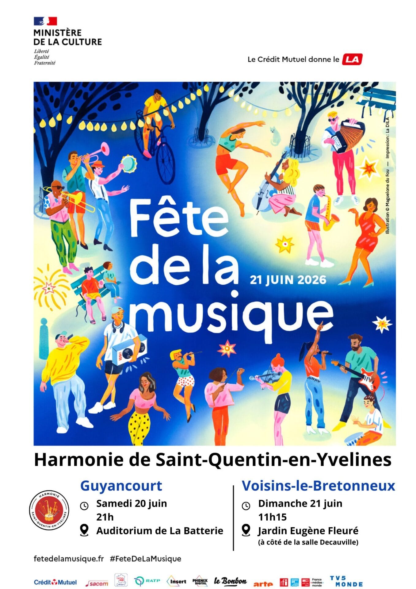 Affiche publicitaire pour une animation musicale pour Noël, de HSQY, le 1er Décembre 2024 à 11h à Plaisir